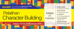 Read more about the article PELATIHAN CHARACTER BUILDING – Mahasiswa Baru Tahun Akademik 2014-2015